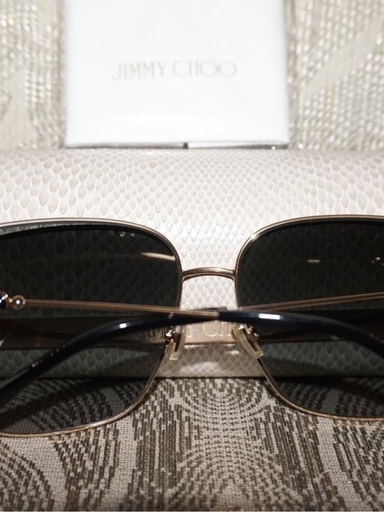 Jimmy Choo Gold Frame Dark Green Lens Square Sunglasses